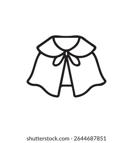 Cloak line art with bow tie perfect as a design element for fashion and clothing design projects. Simplistic, clean and modern look.