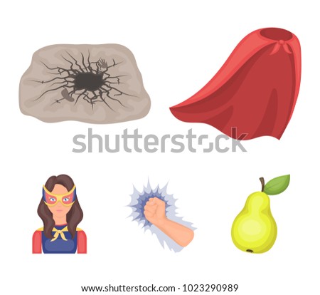 Cloak, red, clothes, and other web icon in flat style. Super, strength, girl, icons in set collection.