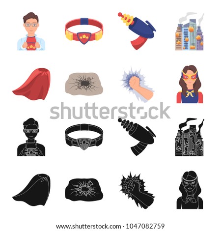 Cloak, red, clothes, and other web icon in flat style. Super, strength, girl, icons in set collection.