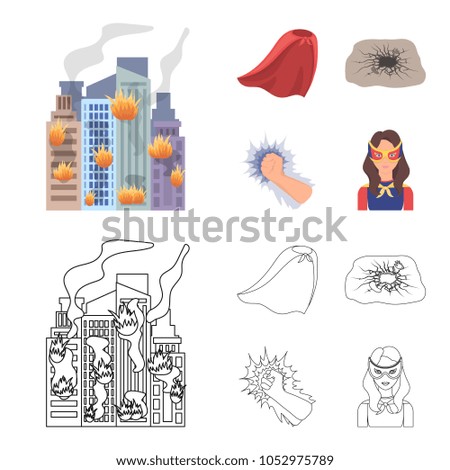 Cloak, red, clothes, and other web icon in flat style. Super, strength, girl, icons in set collection.