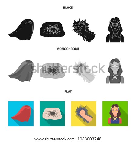 Cloak, red, clothes, and other web icon in flat style. Super, strength, girl, icons in set collection.