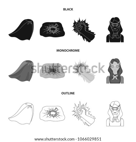 Cloak, red, clothes, and other web icon in flat style. Super, strength, girl, icons in set collection.