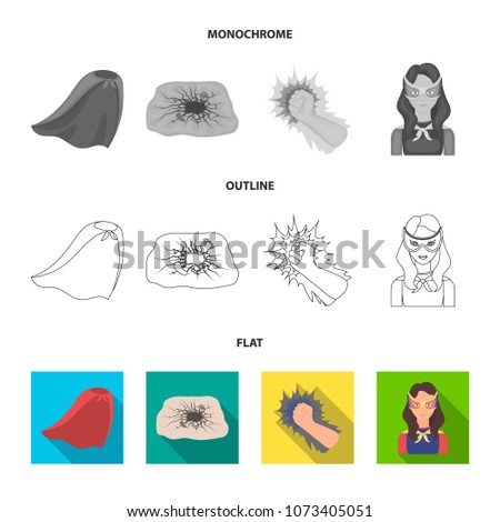 Cloak, red, clothes, and other web icon in flat style. Super, strength, girl, icons in set collection.