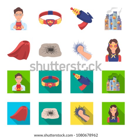 Cloak, red, clothes, and other web icon in flat style. Super, strength, girl, icons in set collection.
