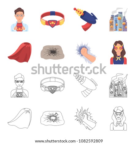 Cloak, red, clothes, and other web icon in flat style. Super, strength, girl, icons in set collection.