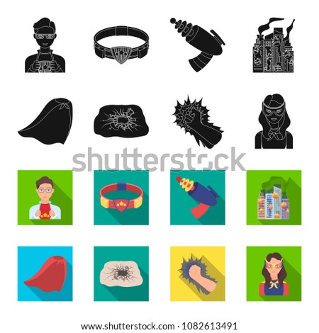 Cloak, red, clothes, and other web icon in flat style. Super, strength, girl, icons in set collection.