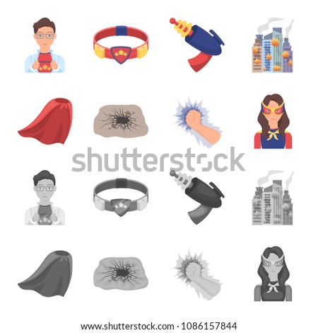 Cloak, red, clothes, and other web icon in flat style. Super, strength, girl, icons in set collection.