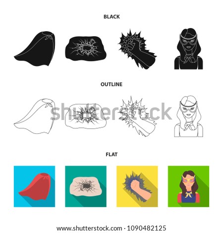 Cloak, red, clothes, and other web icon in flat style. Super, strength, girl, icons in set collection.