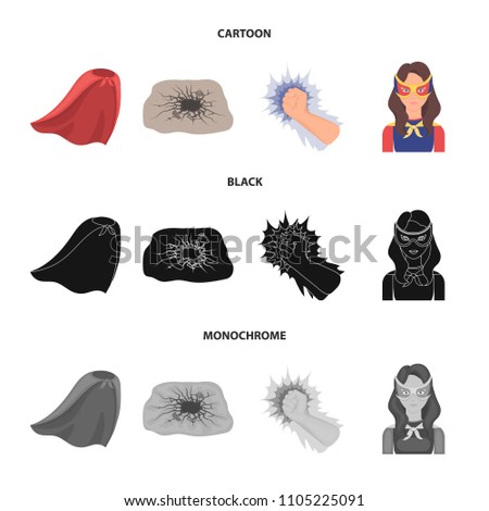 Cloak, red, clothes, and other web icon in flat style. Super, strength, girl, icons in set collection.