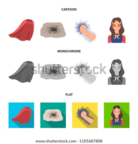 Cloak, red, clothes, and other web icon in flat style. Super, strength, girl, icons in set collection.