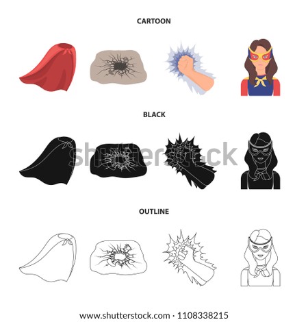 Cloak, red, clothes, and other web icon in flat style. Super, strength, girl, icons in set collection.