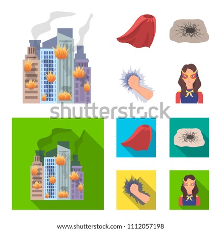 Cloak, red, clothes, and other web icon in flat style. Super, strength, girl, icons in set collection.