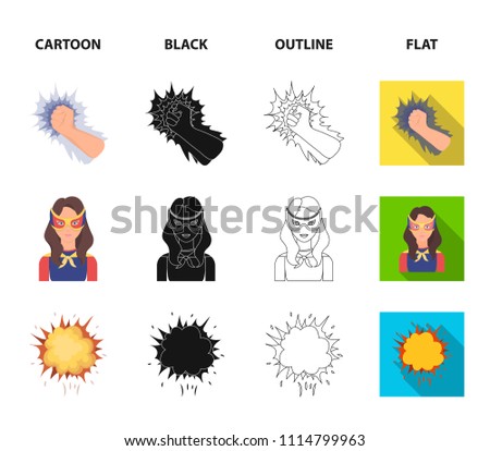 Cloak, red, clothes, and other web icon in flat style. Super, strength, girl, icons in set collection.
