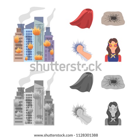 Cloak, red, clothes, and other web icon in flat style. Super, strength, girl, icons in set collection.