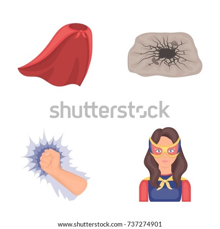 Cloak, red, clothes, and other web icon in flat style. Super, strength, girl, icons in set collection.
