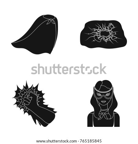 Cloak, red, clothes, and other web icon in black style. Super, strength, girl, icons in set collection.