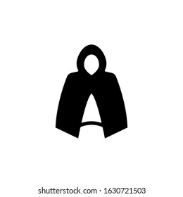 Cloak vector icon  in black flat shape design isolated on white background