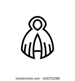 Cloak vector icon  in linear, outline style isolated on white background