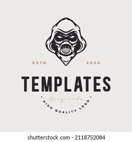 cloaked robot head logo template. cloaked robot character, hand drawn elements. vectors.