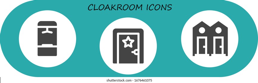 conjunto de iconos de la sala de estar. 3 iconos rellenos de guardarropa.  Iconos modernos sencillos, como: Locker, sala de vestir