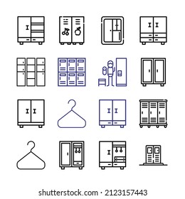 cloakroom Icon Set with line icons. Modern Thin Line Style. Suitable for Web and Mobile Icon. Vector illustration EPS 10.