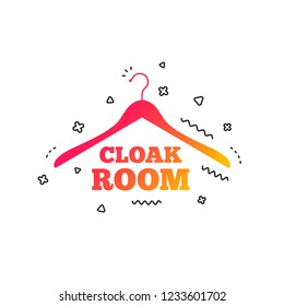 Cloakroom sign icon. Hanger wardrobe symbol. Colorful geometric shapes. Gradient cloakroom icon design.  Vector