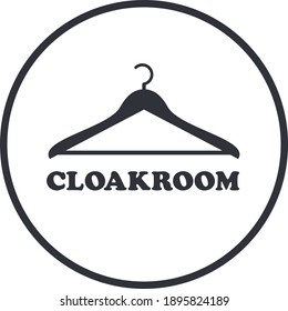 Cloakroom sign vector design. Clothes hanger wardrobe icon.