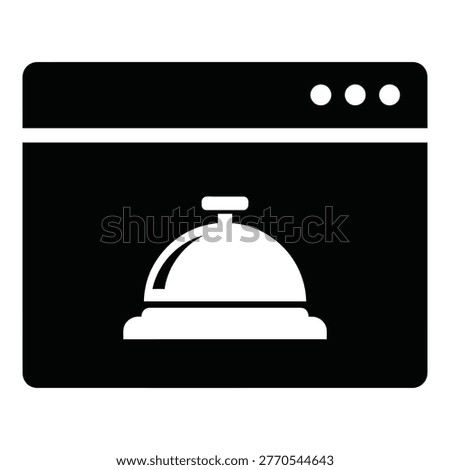 Cloche bell icon on a black background for restaurant or food service icon