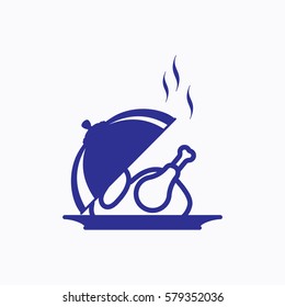 Cloche and Chicken Icon. Graphic Vector Isolated Symbol