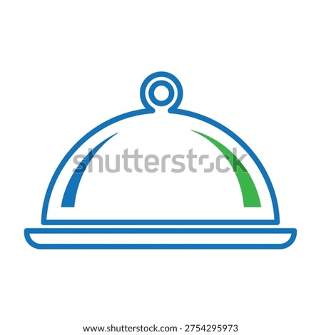 Cloche dome serving dish icon blue green