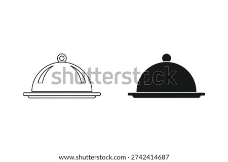 Cloche or Dome-Shaped Serving Dish Covers in Flat Design Vector Illustration