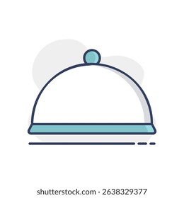 Cloche, food tray vector icon. Kitchen appliance. Graph symbol for cooking web site design, logo, app, UI