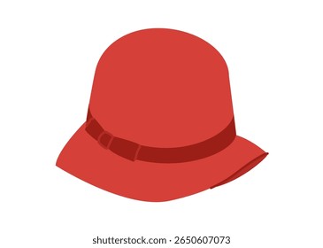 Cloche Hat with bow. Summer Head Fashion accessory cap with narrow brim clothing technical illustration. Vector headgear for Men, women, unisex style, flat template CAD mockup sketch outline isolated