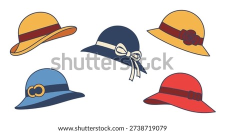 Cloche Hat Line art abstract smooth color vector