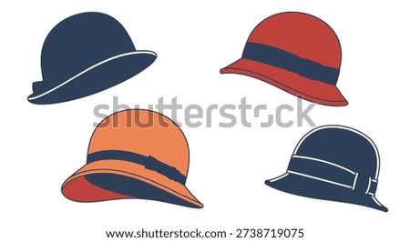 Cloche Hat Line art clean modern style vector