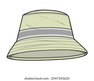 Cloche hats flat drawing vector mockup template.