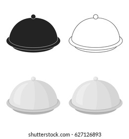 Cloche icon in cartoon style isolated on white background. Hotel symbol stock vector illustration.