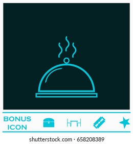 Cloche icon flat. Blue pictogram on dark background. Vector illustration symbol and bonus icons