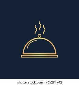 Cloche icon flat. Simple gold pictogram on dark background. Vector illustration symbol