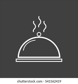 Cloche icon flat. Vector white illustration isolated on black background. Flat symbol