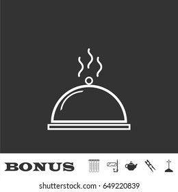 Cloche icon flat. White pictogram on black background. Vector illustration symbol and bonus icons