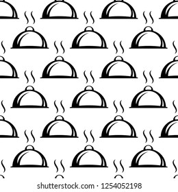 Cloche Icon, Food Cloche Icon Seamless Pattern Vector Art Illustration
