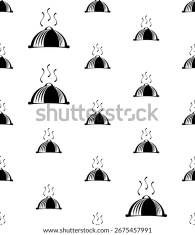 Cloche Icon, Food Cloche Icon Seamless Pattern Vector Art Illustration