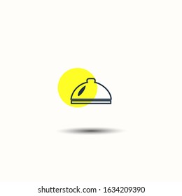 Cloche icon with reflection. Tray. Dish under the lid. Restaurant and cafe menu symbol. Vector illustration