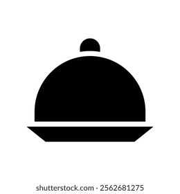 Cloche icon silhouette. Concept of food, serving, and restaurant.