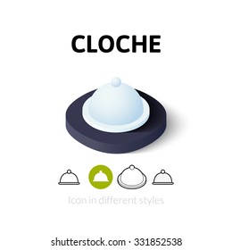 Cloche icon, vector symbol in flat, outline and isometric style