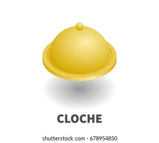 Cloche icon, vector symbol in isometric 3D style isolated on white background.