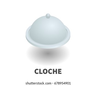Cloche icon, vector symbol in isometric 3D style isolated on white background.
