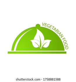Cloche or Marmite. A simple stylized vector illustration for a menu, logo, label, or sticker that says vegetarian food. Vector illustration isolated on white background, flat style
