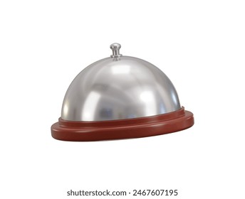 cloche on food tray for serving dish icon 3d render